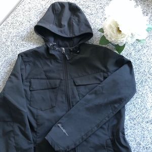 Black Eddie Bauer Trench Raincoat in Large